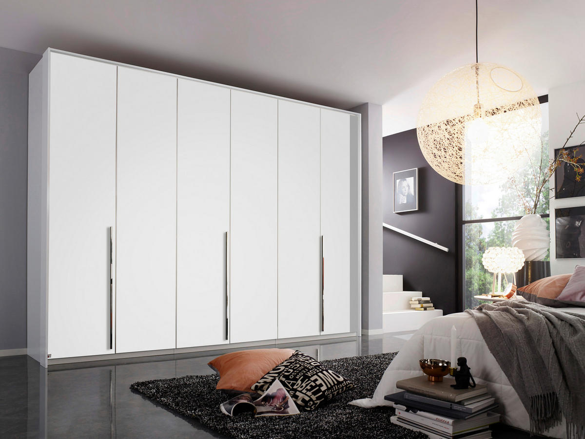 DREHTÜRENSCHRANK 301/223/60 cm 6-türig Weiß  - Chromfarben/Weiß, Design, Holzwerkstoff/Metall (301/223/60cm) - home24
