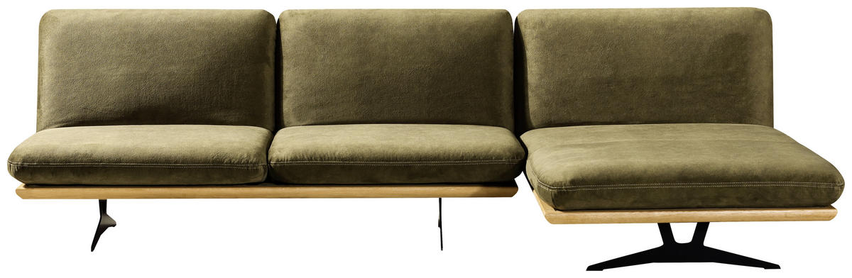 SCHLAFSOFA Grün, Eichefarben  - Eichefarben/Beige, Design, Holz/Textil (204/92/90cm) - Dieter Knoll