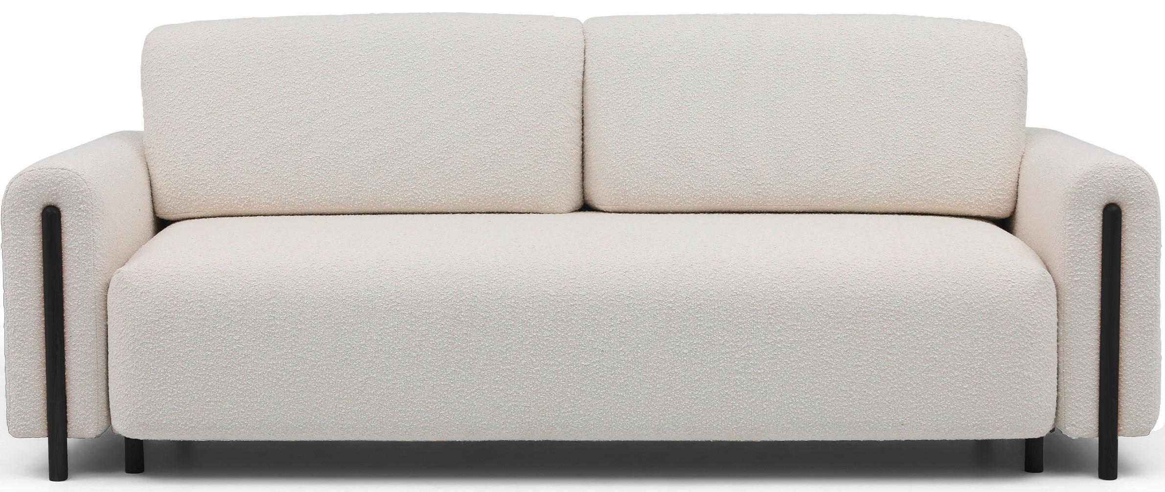 SCHLAFSOFA Bouclé Creme, Schwarz  - Creme/Schwarz, Design, Holz/Textil (244/97/97cm) - MID.YOU