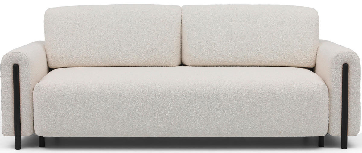 SCHLAFSOFA  mit Bouclé Creme, Schwarz  - Creme/Schwarz, Design, Holz/Textil (244/97/97cm) - MID.YOU