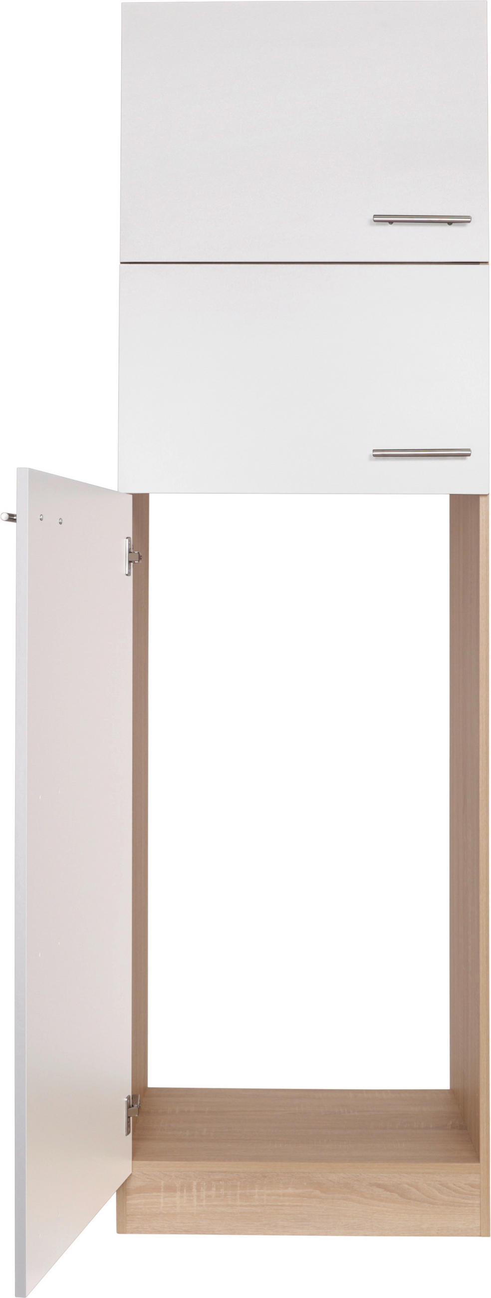 GERÄTEUMBAUSCHRANK 60/200/60 cm  in Weiß, Eichefarben  - Eichefarben/Silberfarben, Basics, Holzwerkstoff/Metall (60/200/60cm) - Respekta
