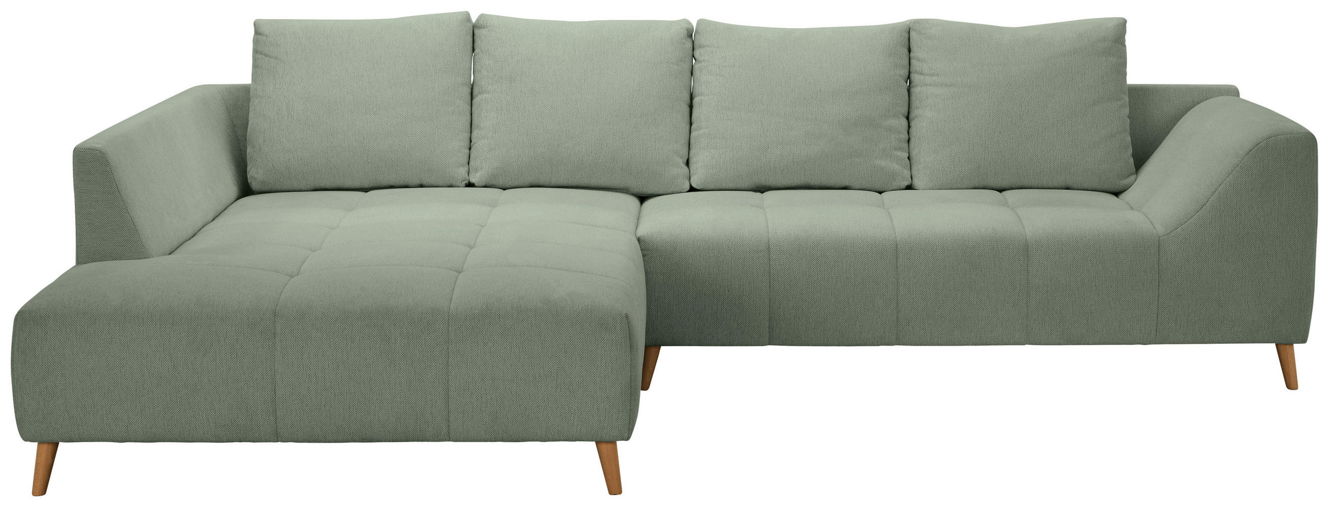 ECKSOFA Hellgrün Flachgewebe  - Buchefarben/Hellgrün, KONVENTIONELL, Holz/Textil (202/306cm) - Carryhome