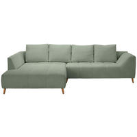 ECKSOFA Hellgrün Flachgewebe  - Buchefarben/Hellgrün, KONVENTIONELL, Holz/Textil (202/306cm) - Carryhome