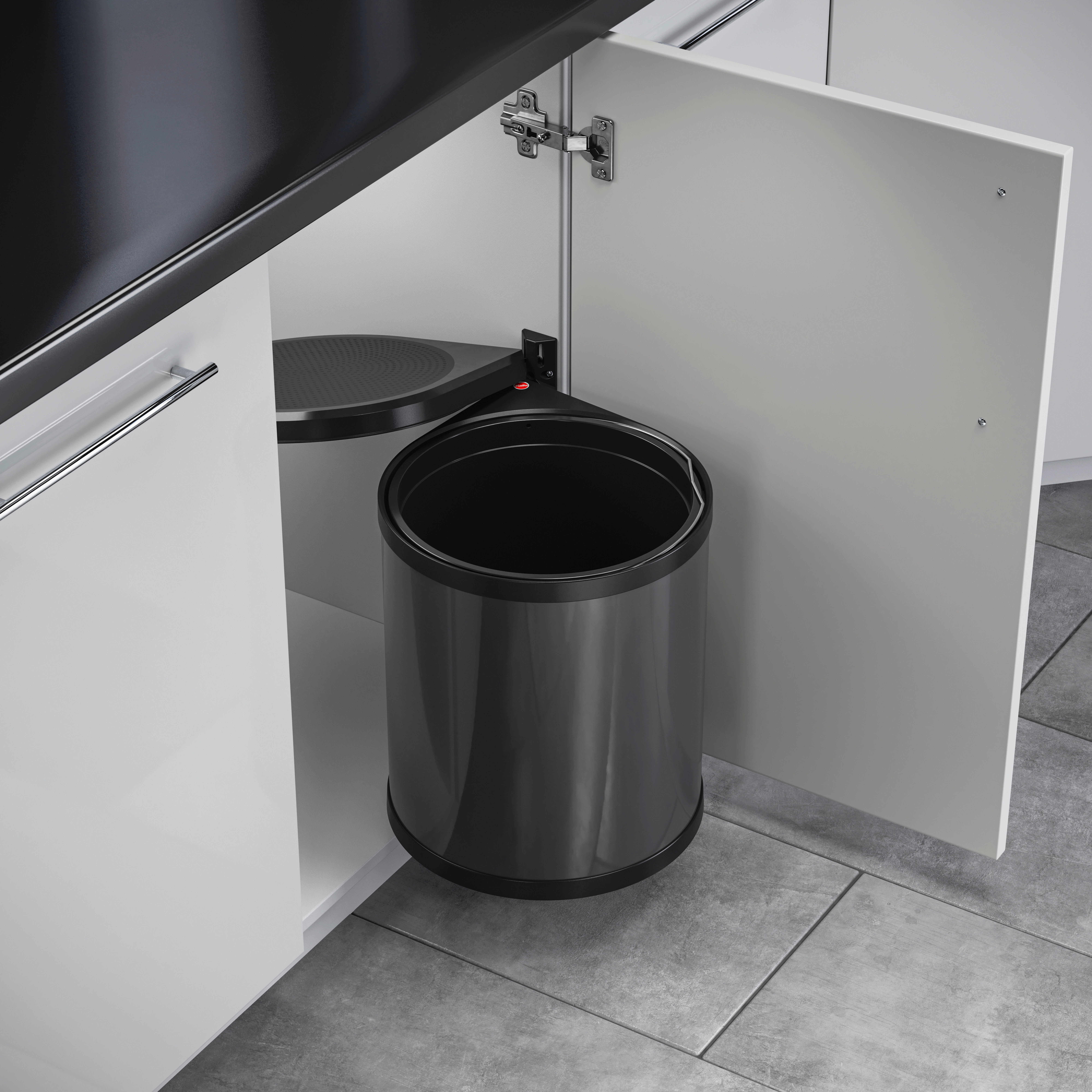 ABFALLSAMMLER Big Box 15 15 L  - Schwarz/Grau, Basics, Kunststoff/Metall (29,0/30,4/36,5cm) - Hailo