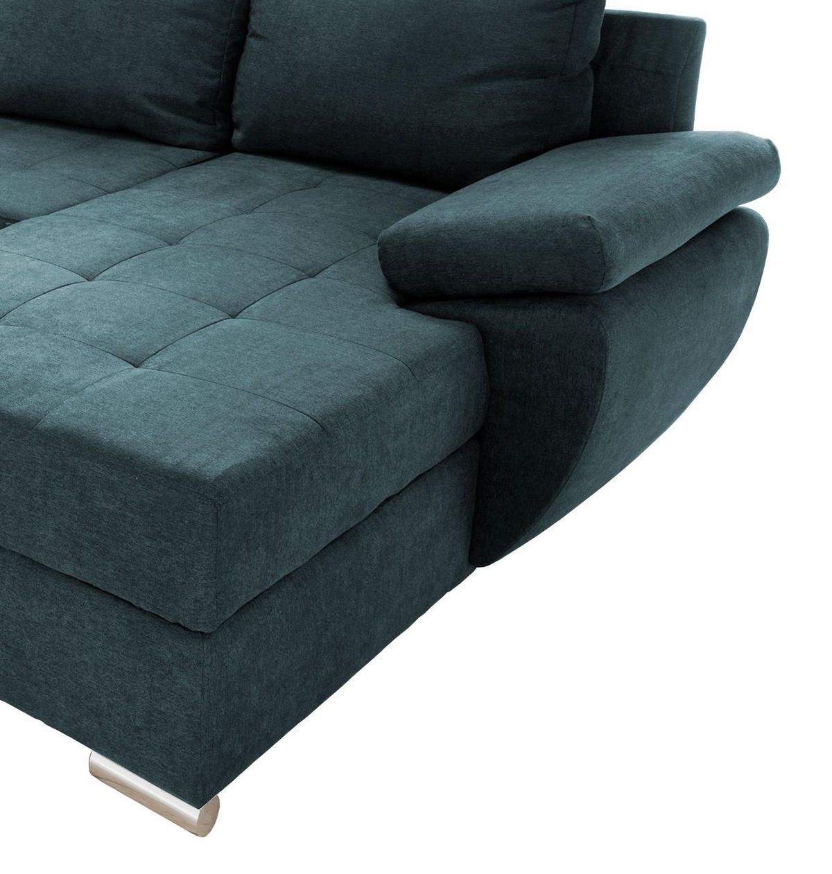 Wohnlandschaft Petrol Mikrofaser  - Chromfarben/Petrol, KONVENTIONELL (219/305/157cm) - Livetastic
