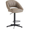 BARHOCKER Echtleder Schwarz, Beige Eisen Sitzfläche 360° drehbar, automatische Rückholfunktion  - Beige/Schwarz, Design, Leder/Metall (56/96-120/59cm) - Dieter Knoll