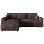 ECKSOFA Braun Cord Zierkissen, Rückenkissen, Bettkasten, Schlaffunktion, Rücken echt, Liegefläche im Originalstoff  - Schwarz/Braun, MODERN, Kunststoff/Textil (190/280cm) - Carryhome