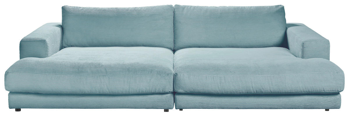MEGASOFA in Cord Hellblau  - Schwarz/Hellblau, Design, Kunststoff/Textil (290/86/170cm) - Pure Home Lifestyle