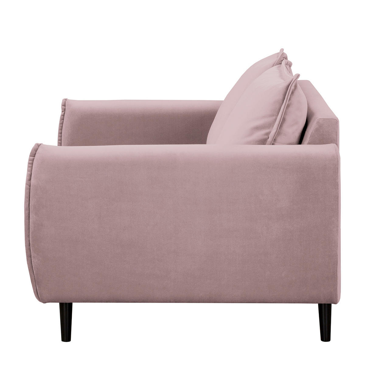 2-SITZER-SOFA JULI Samt Rosa  - Schwarz/Rosa, Design, Holz/Textil (138/86/100cm) - P & B