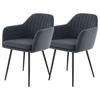 ARMLEHNSTUHL-SET 2 Stück  in Stahl Samt, Velours  - Schwarz/Grau, MODERN, Textil/Metall (59/84/66cm) - MID.YOU