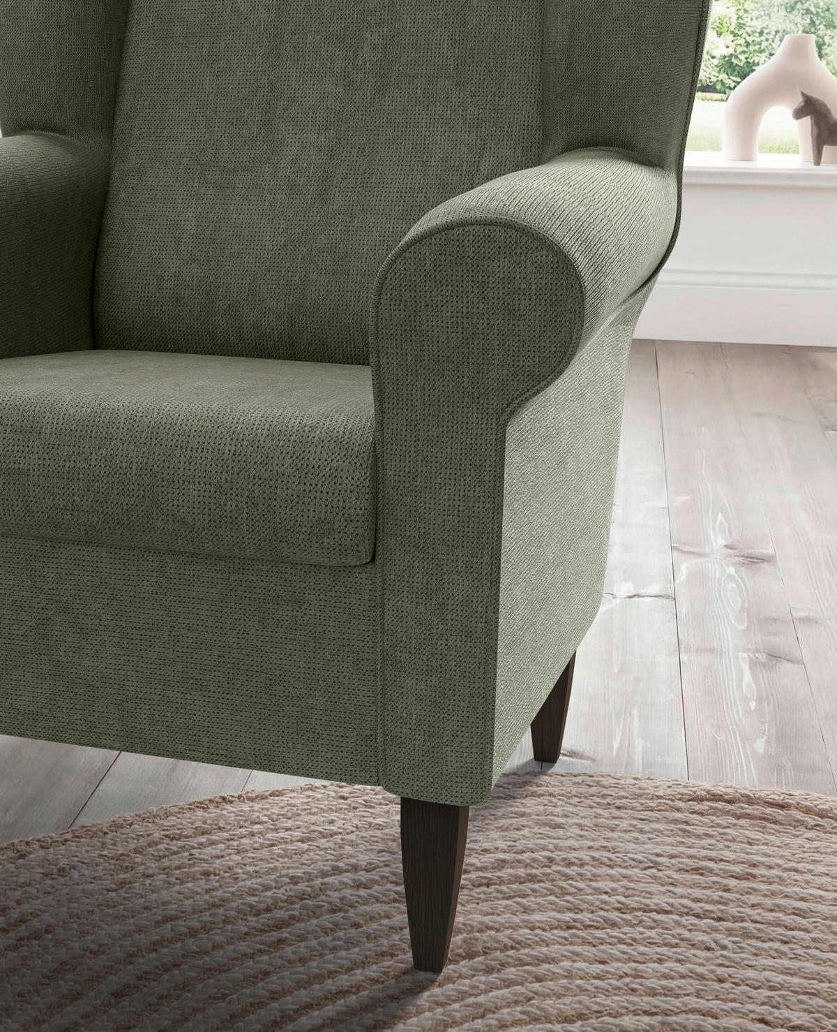 SESSELSET Chenille Dunkelgrün  - Wengefarben/Dunkelgrün, Konventionell, Holz/Textil (80/102/86cm) - Livetastic