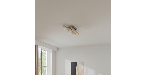 LED-DECKENLEUCHTE 100/25/12,5 cm   - Eichefarben, LIFESTYLE, Holz/Kunststoff (100/25/12,5cm) - Novel