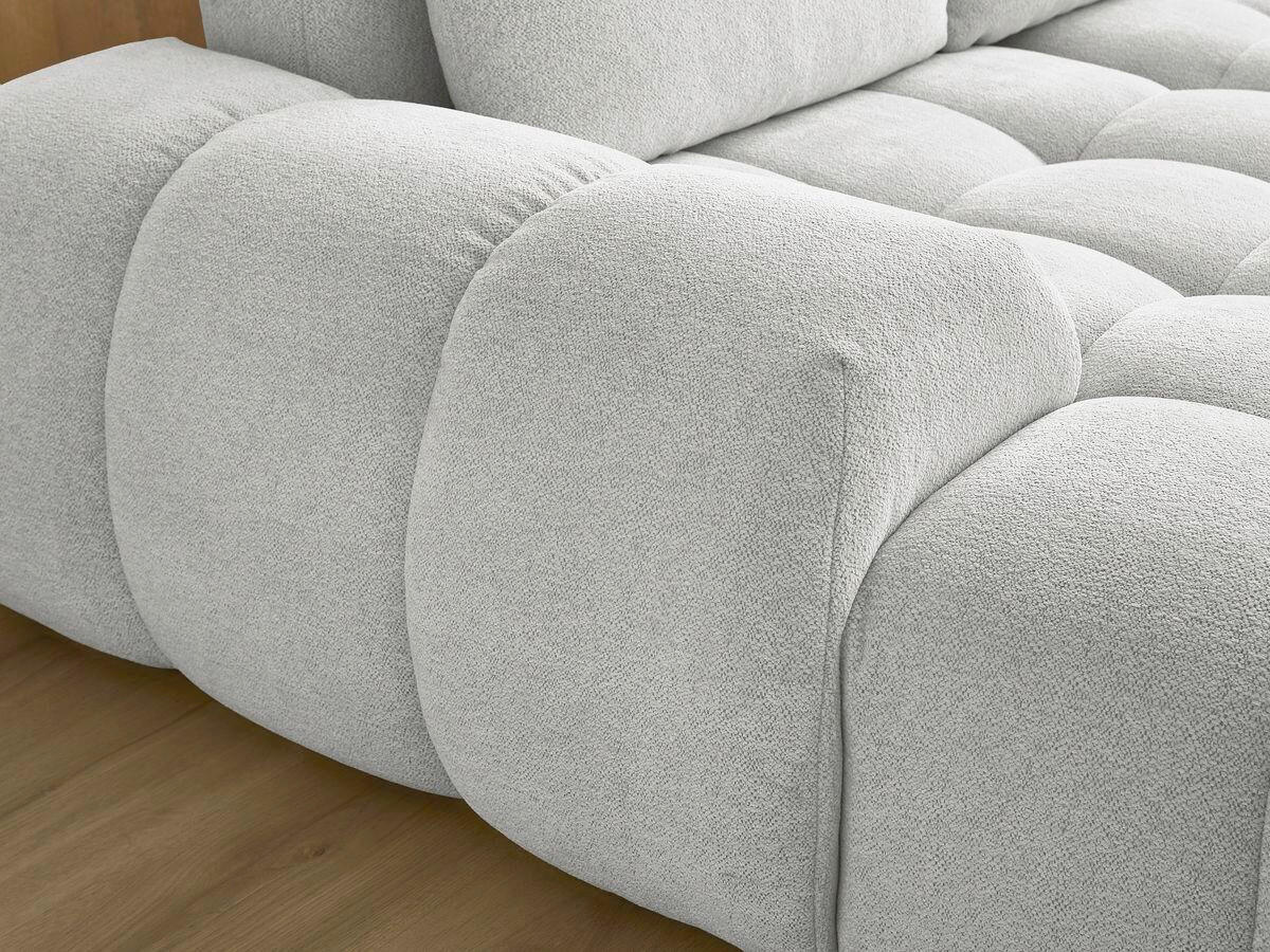 ECKSCHLAFSOFA EVEREST  mit Rücken echt, Armteil links, Armteil rechts Flachgewebe Hellgrau  - Hellgrau/Schwarz, MODERN, Kunststoff/Textil (198/423/212cm)