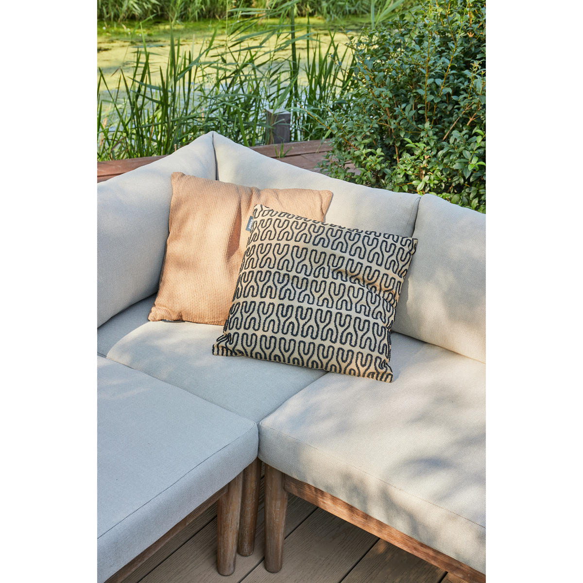 LOUNGEGARNITUR 227/227 cm Akazie vollmassiv  - Naturfarben, MODERN, Holz/Textil (227/227cm) - Livetastic