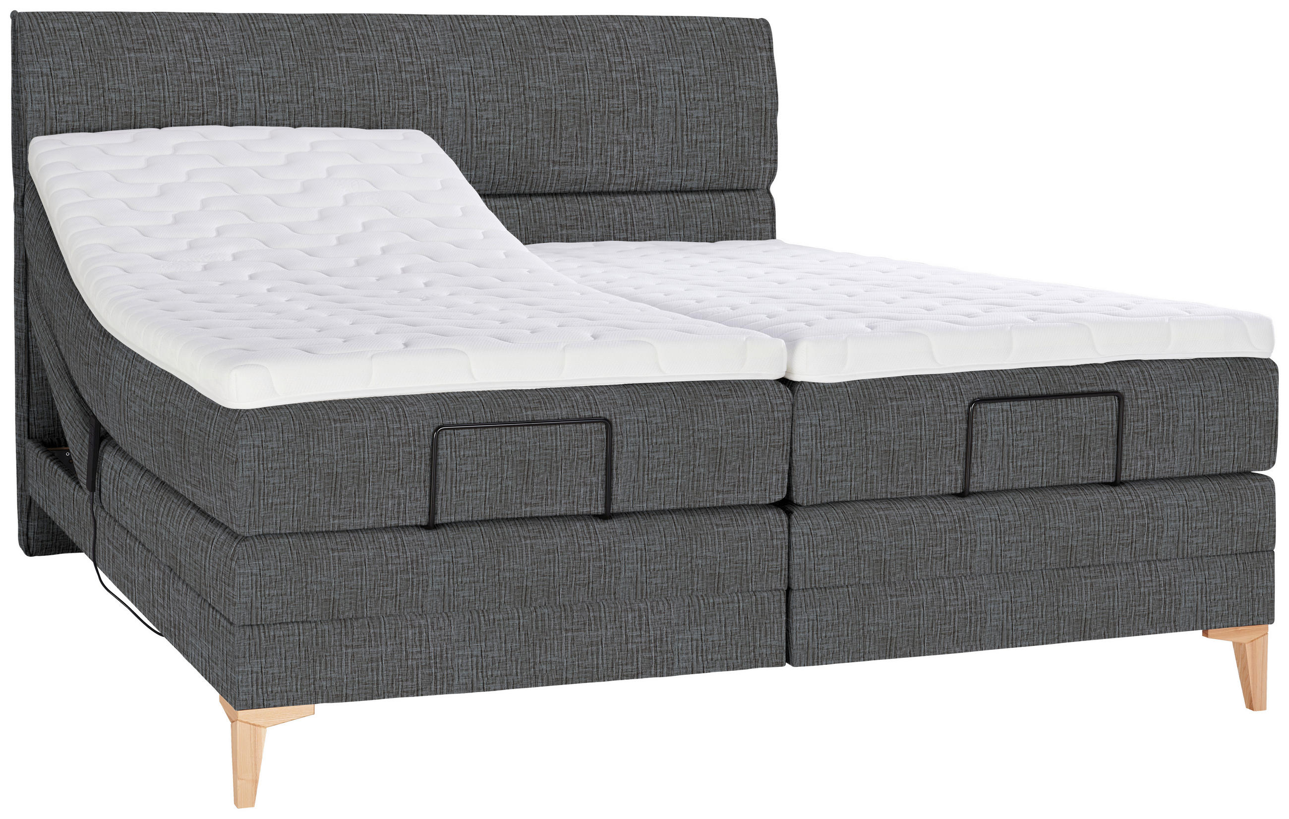 BOXSPRINGBETT 180/200 cm  in Grau  - Eichefarben/Grau, Konventionell, Holz/Textil (180/200cm) - Voleo