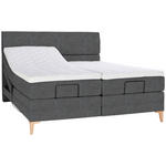 BOXSPRINGBETT 180/200 cm  in Grau  - Eichefarben/Grau, KONVENTIONELL, Holz/Textil (180/200cm) - Voleo
