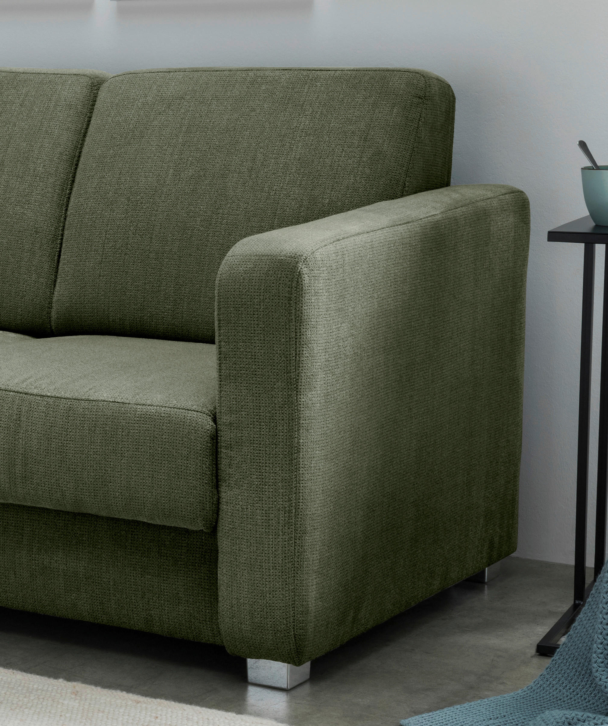 Thumbnail - Livetastic Schlafsofa Mia, Dunkelgrün, Textil, Uni, 2-Sitzer, 159x88x87 cm, Made in EU, Stoffauswahl, Liegefunktion, ein...