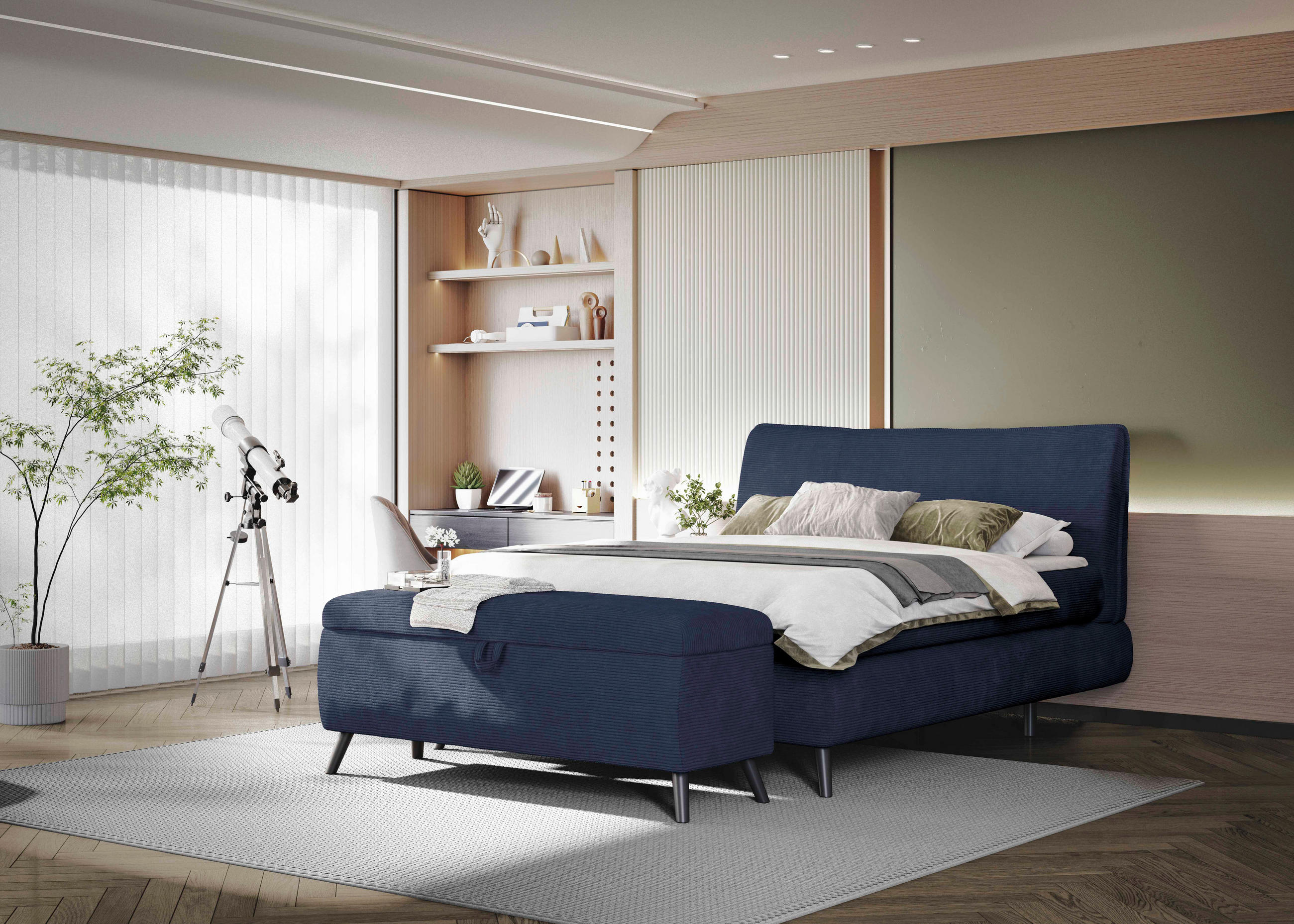 BOXSPRINGBETT 180/200 cm  in Blau  - Blau/Schwarz, Trend, Holz/Textil (180/200cm) - Esposa
