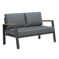 LOUNGESOFA 132/74/75 cm Eukalyptusholz massiv Aluminium  - Anthrazit/Naturfarben, Design, Holz/Textil (132/74/75cm) - Ambia Garden