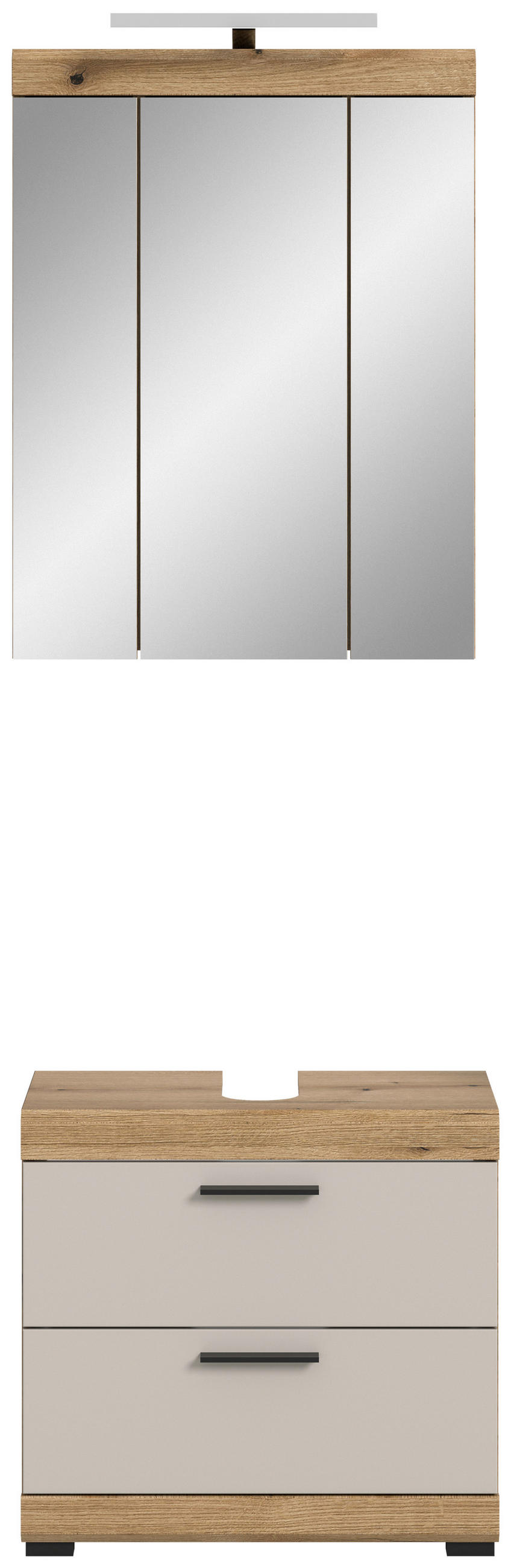 BADEZIMMER 2-teilig  in 60 cm  - Kaschmir/Schwarz, MODERN, Glas/Holzwerkstoff (60cm) - MID.YOU