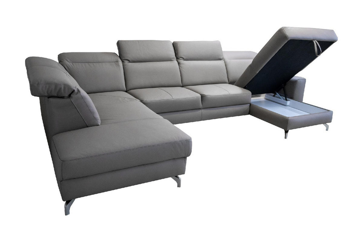 SAROKGARNITÚRA bőr taupe  - taupe, Basics, bőr/fém (217/371/173cm) - Andante