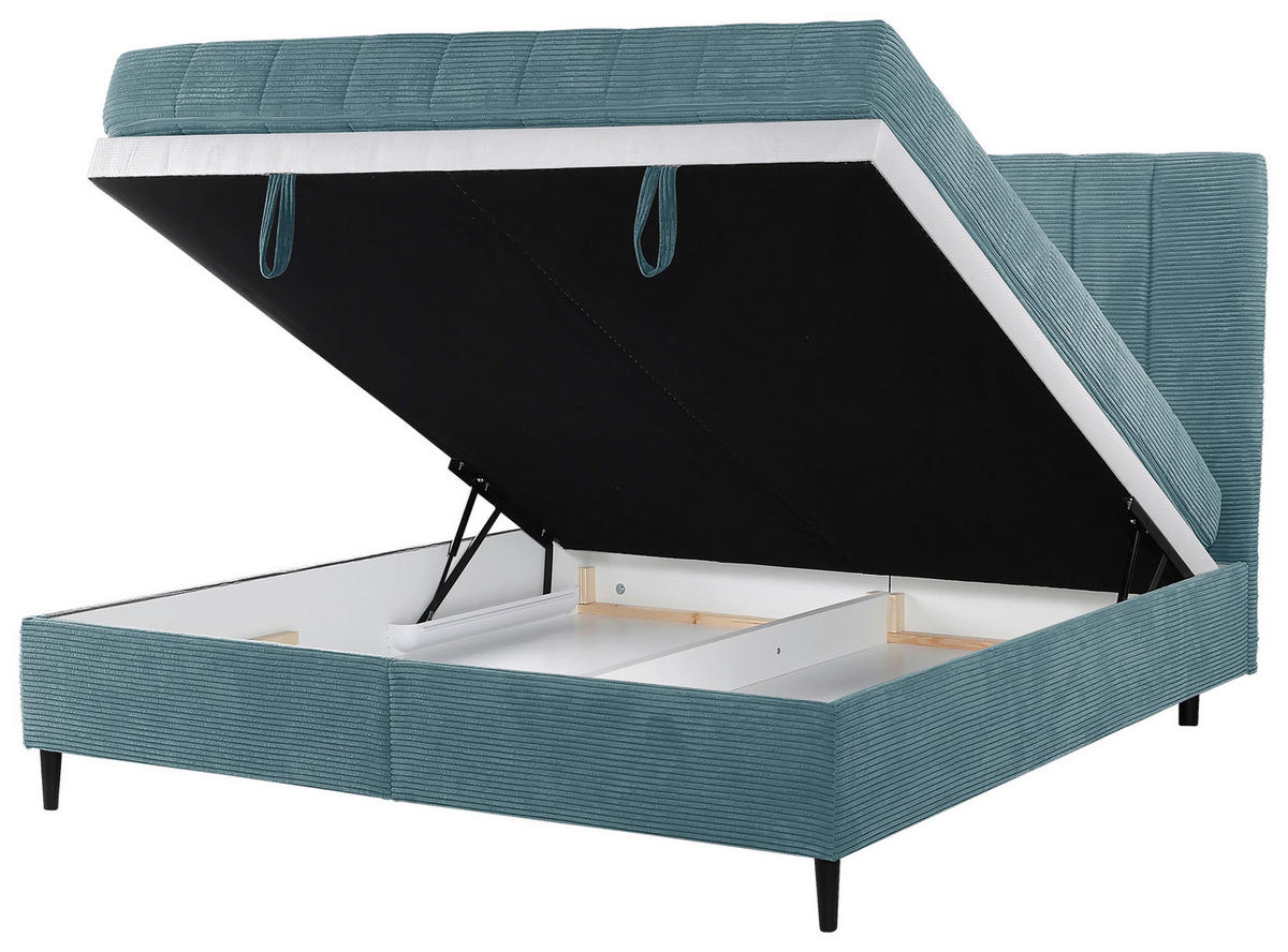 POLSTERBETT Matratze, Lattenrost 180/200 cm  in Hellblau  - Creme/Schwarz, LIFESTYLE, Holz/Textil (180/200cm) - Livetastic