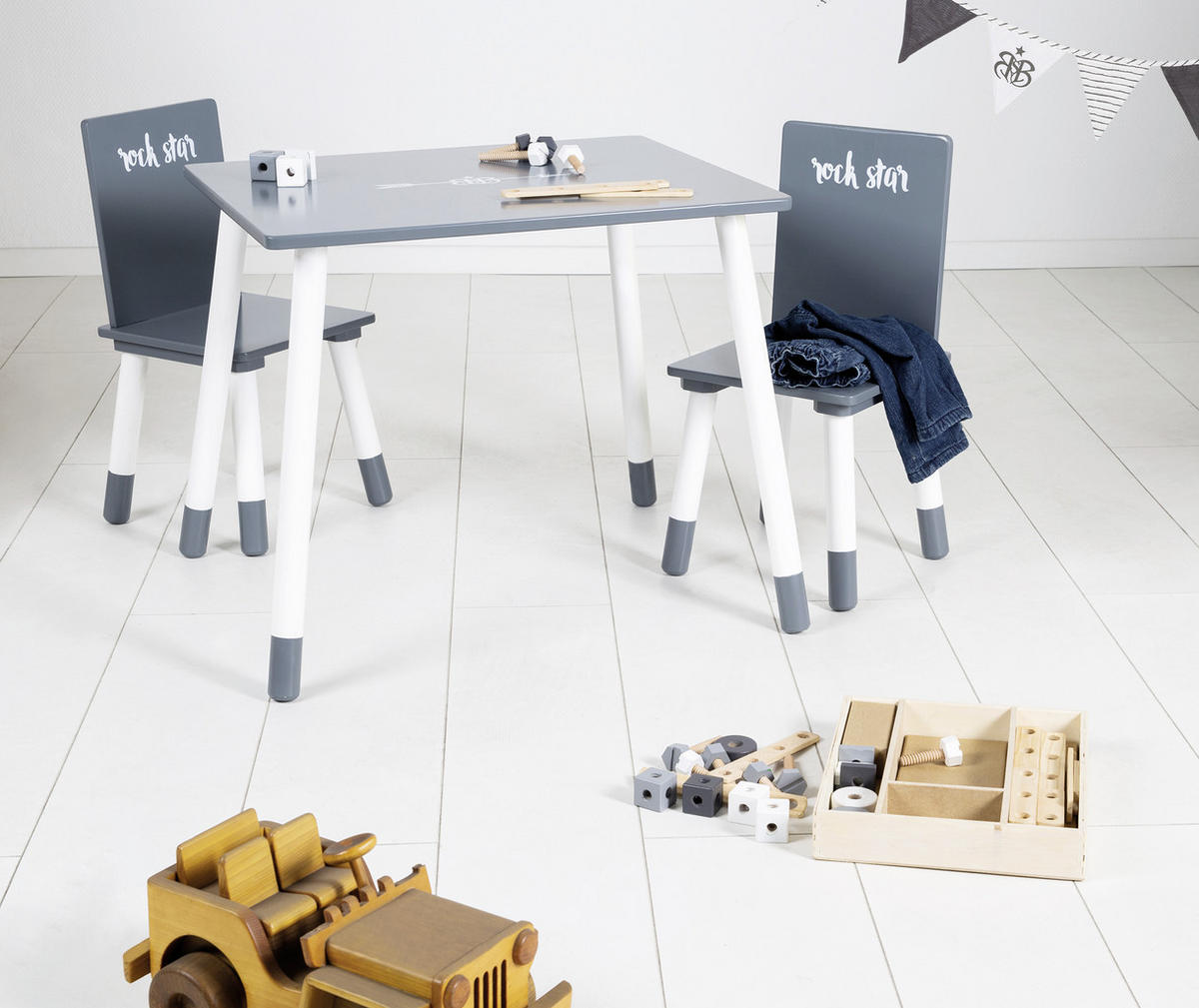 KINDERSITZGRUPPE ROCK STAR BABY  - Dunkelgrau/Weiß, Basics, Holz/Holzwerkstoff - Roba