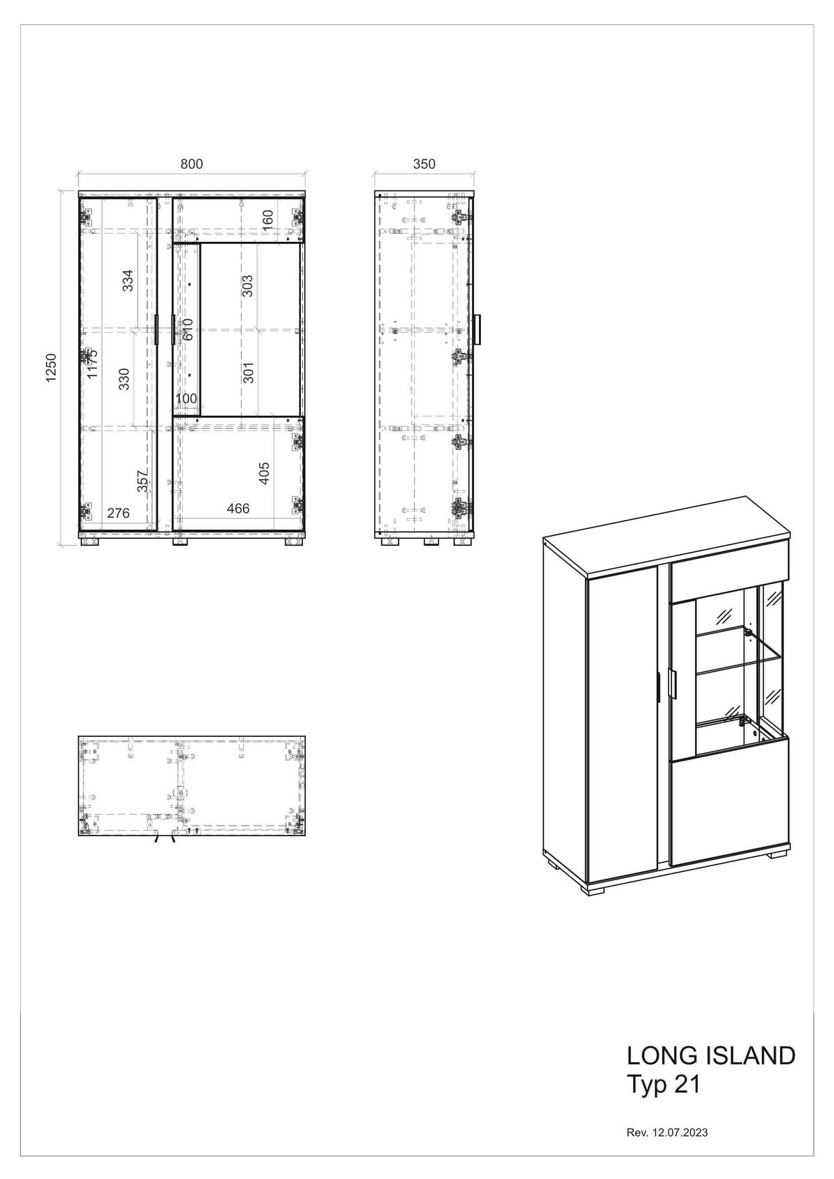 VITRINE in Weiß  - Silberfarben/Schwarz, Design, Glas/Holzwerkstoff (80/125/35cm) - MID.YOU