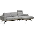 ECKSOFA in Struktur Grau  262/157 cm  - Schwarz/Grau, Design, Textil/Metall (262/157cm) - Novel