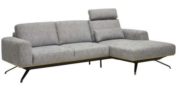 ECKSOFA in Struktur Grau 262/157 cm - Schwarz/Grau, Design, Textil/Metall (262/157cm) - Novel