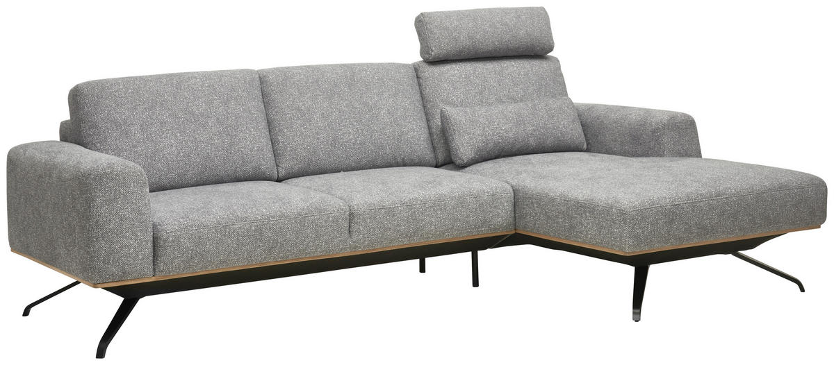 ECKSOFA in Struktur Grau  - Schwarz/Grau, Design, Textil/Metall (262/157cm) - Novel