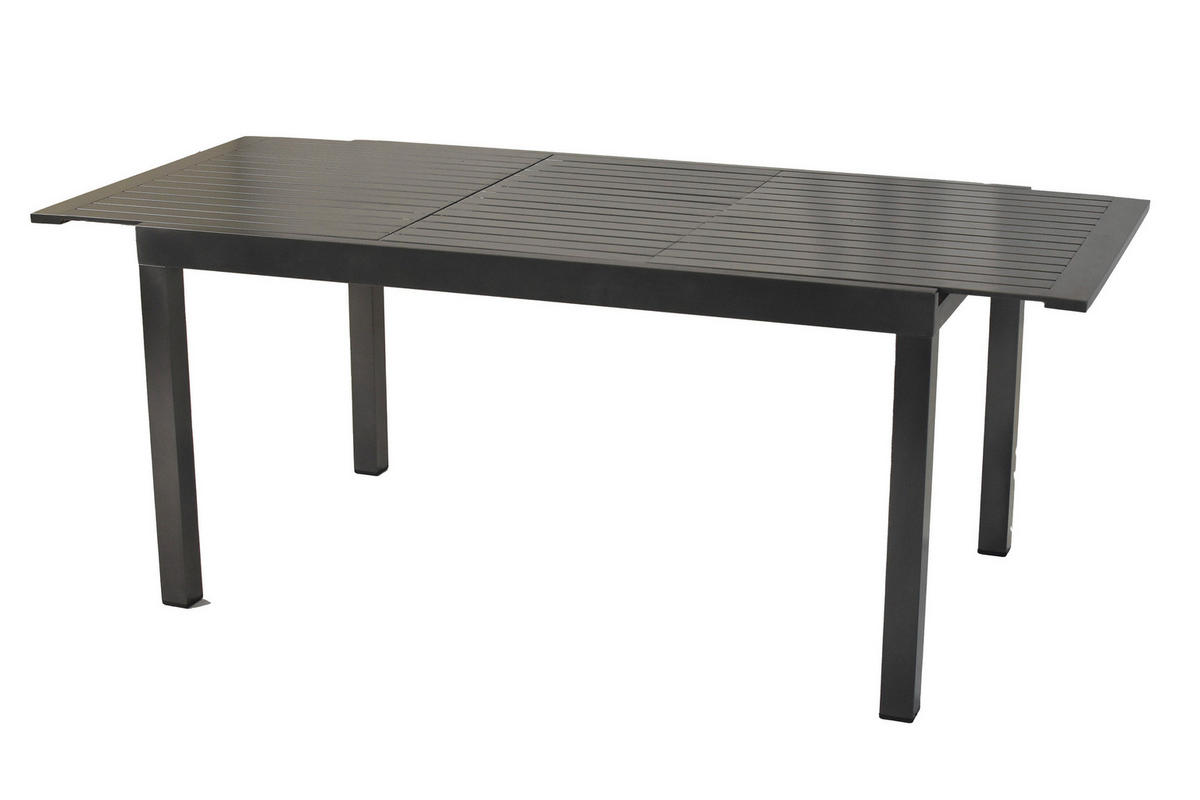 GARTENTISCHGRUPPE beschichtet Aluminium  - Graphitfarben/Grau, KONVENTIONELL, Kunststoff/Textil - Gardenson