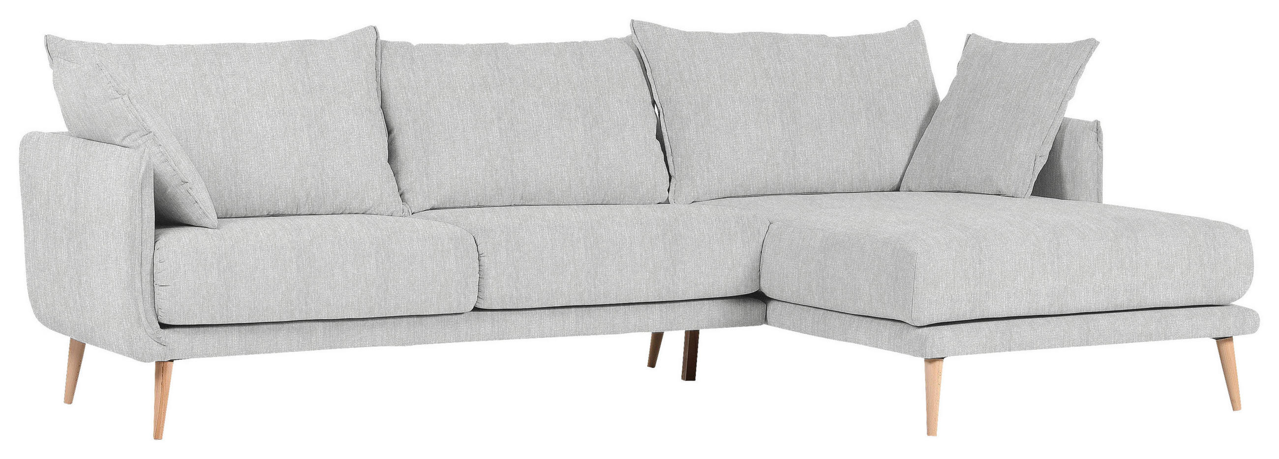 ECKSOFA in Mikrofaser Hellgrau  - Buchefarben/Hellgrau, Design, Holz/Textil (270/160cm) - MID.YOU