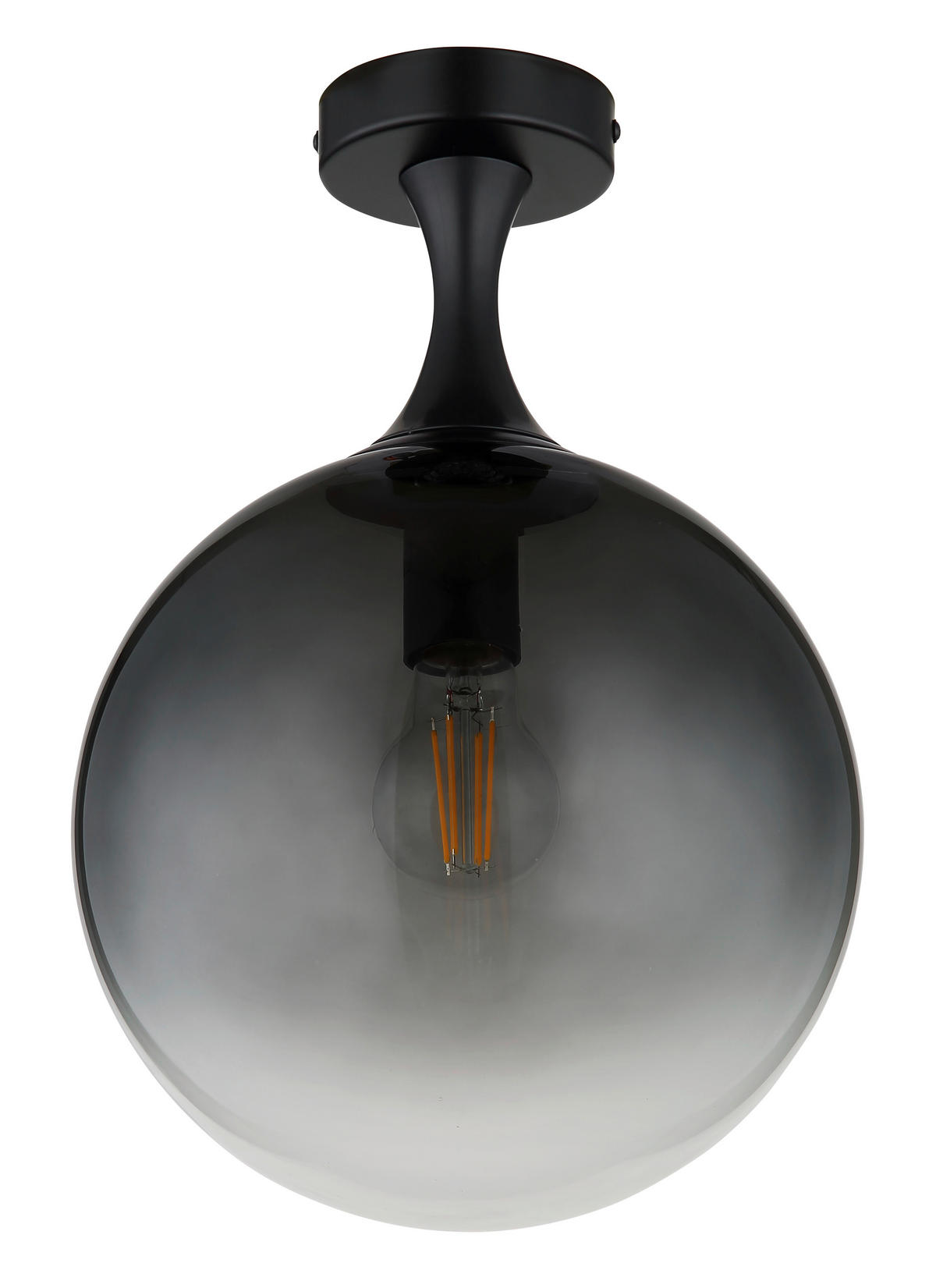 DECKENLEUCHTE  25/37,5 cm    - Schwarz, Design, Glas/Metall (25/37,5cm) - Globo