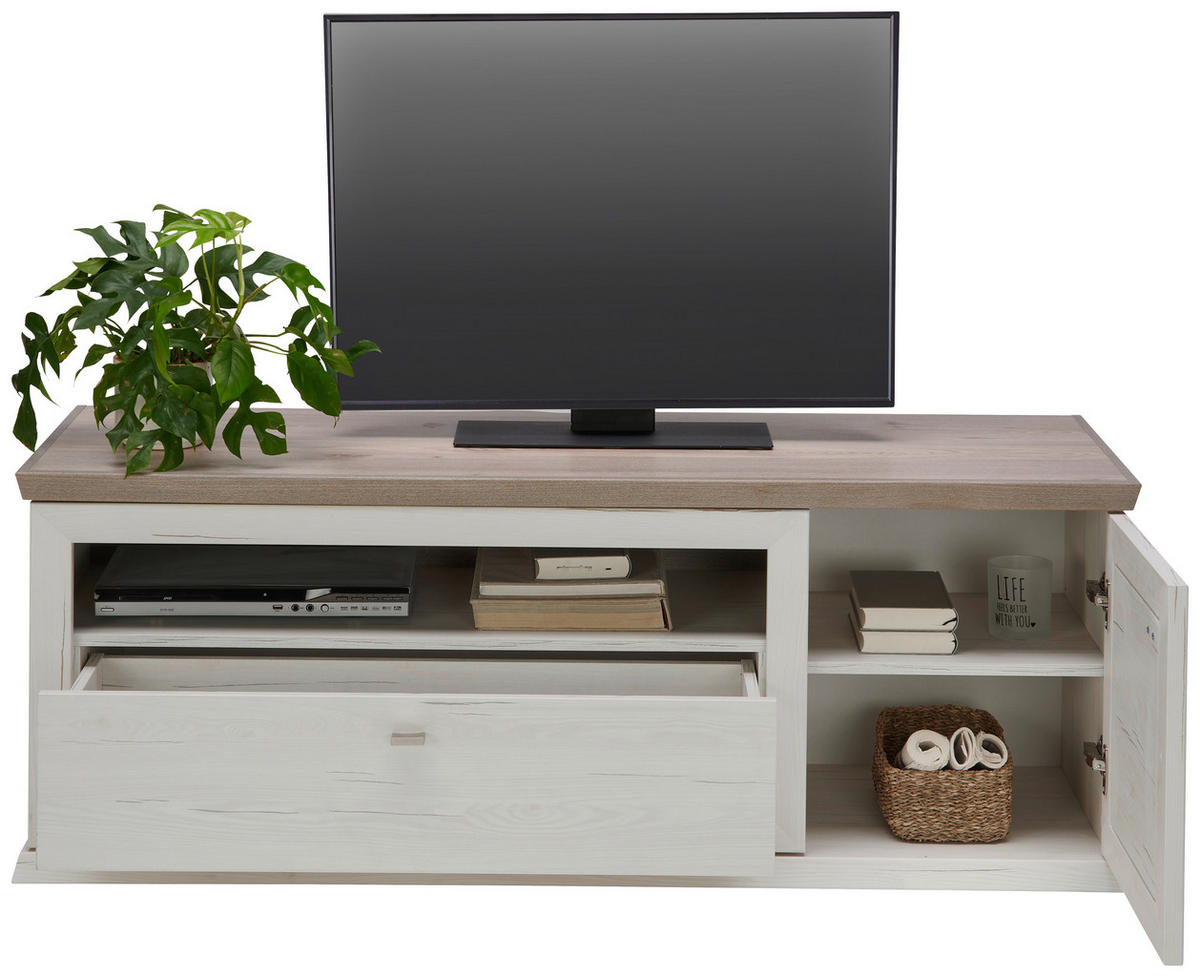 TV-ELEMENT  in 150/55,4/50,3 cm  - Weiss/Grau, Lifestyle, Holzwerkstoff/Metall (150/55,4/50,3cm) - Hom`in