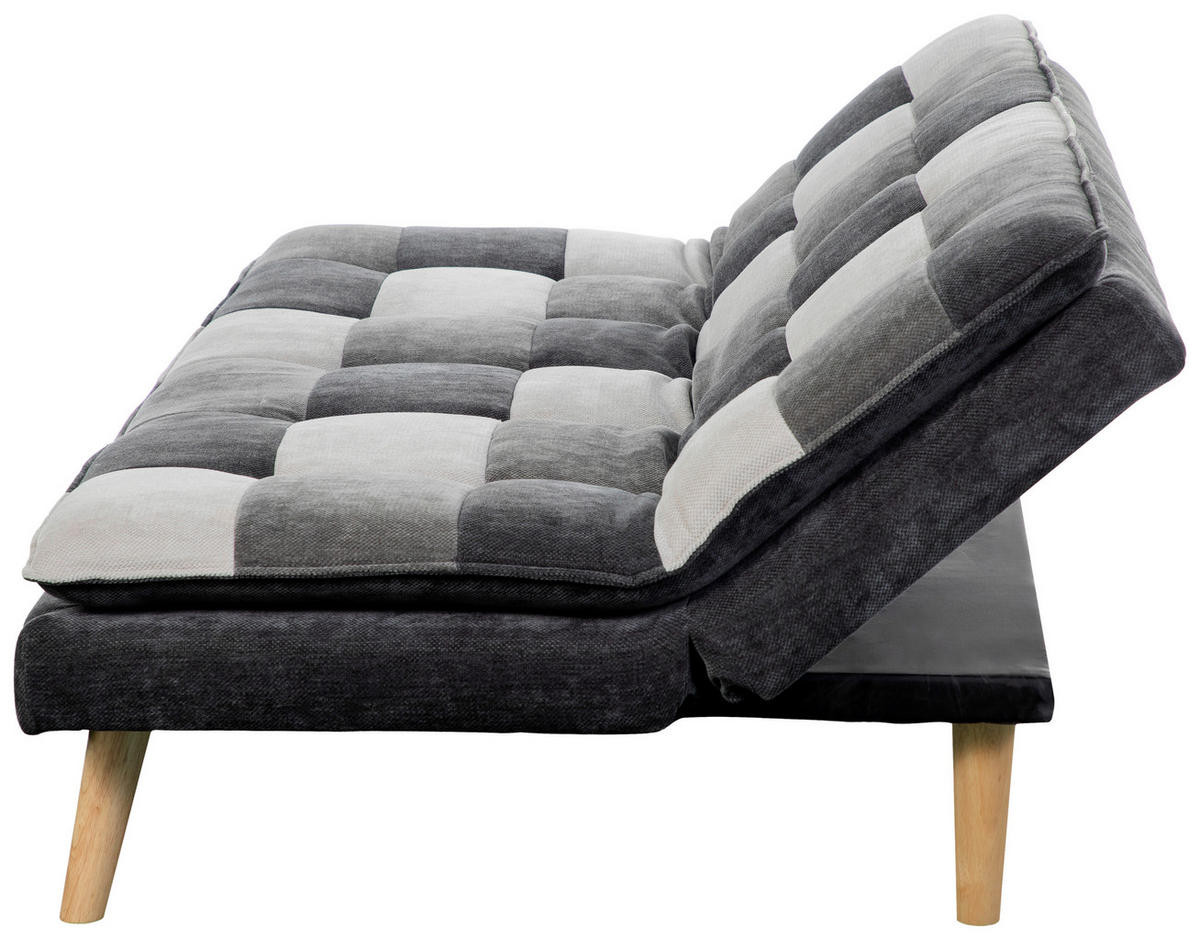 SCHLAFSOFA Chenille Grau, Schwarz, Weiß  - Schwarz/Naturfarben, Design, Holz/Textil (180/77/91cm) - MID.YOU