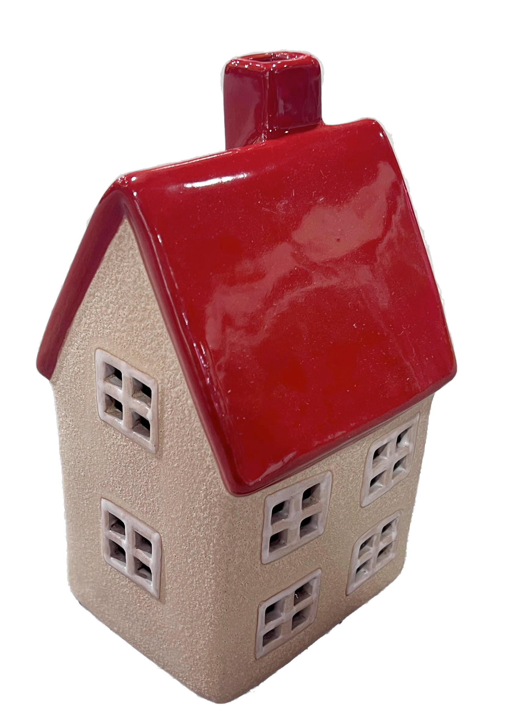 DEKORAČNÝ DOMČEK - béžová/červená, Trend, keramika (9/17,6/9cm) - X-Mas