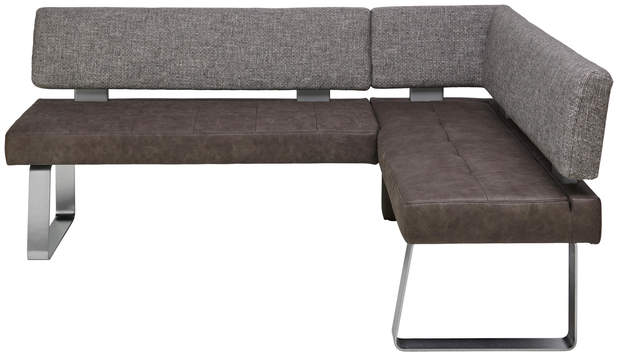 ECKBANK 226/156 cm  in Grau, Edelstahlfarben  - Edelstahlfarben/Grau, Design, Textil/Metall (226/156cm) - Moderano