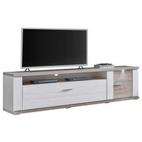 LOWBOARD Manhattan Manhattan Weiß, Eichefarben  215/60/51 cm  - Eichefarben/Silberfarben, Design, Holzwerkstoff/Metall (215/60/51cm) - Xora