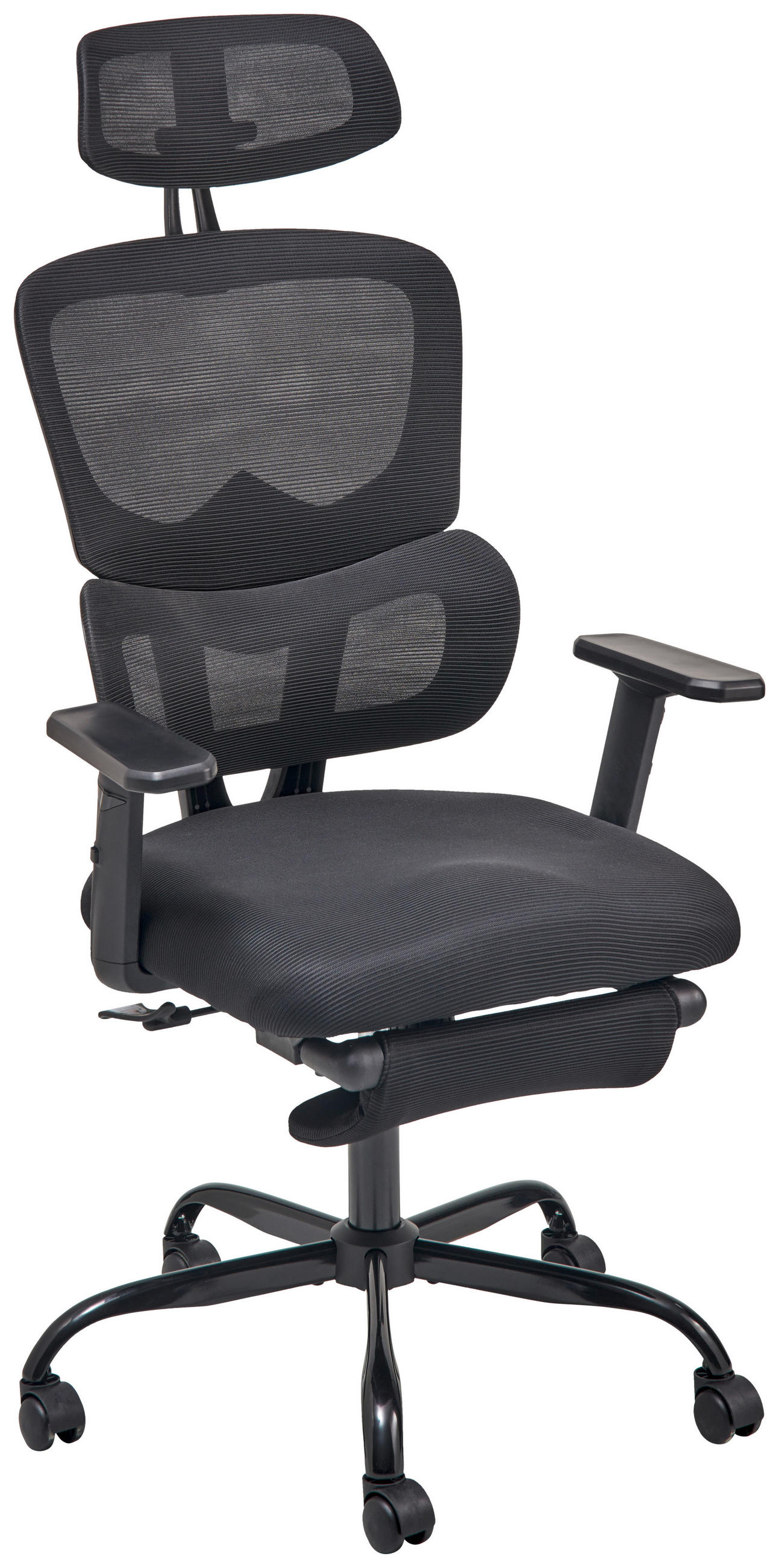 DREHSTUHL Netzbespannung Schwarz  - Schwarz, MODERN, Kunststoff/Textil (65/115-123/68cm) - Livetastic