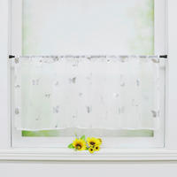 SCHEIBENGARDINE   90/45 cm   - Weiß Hochglanz/Silberfarben, Basics, Textil (90/45cm)