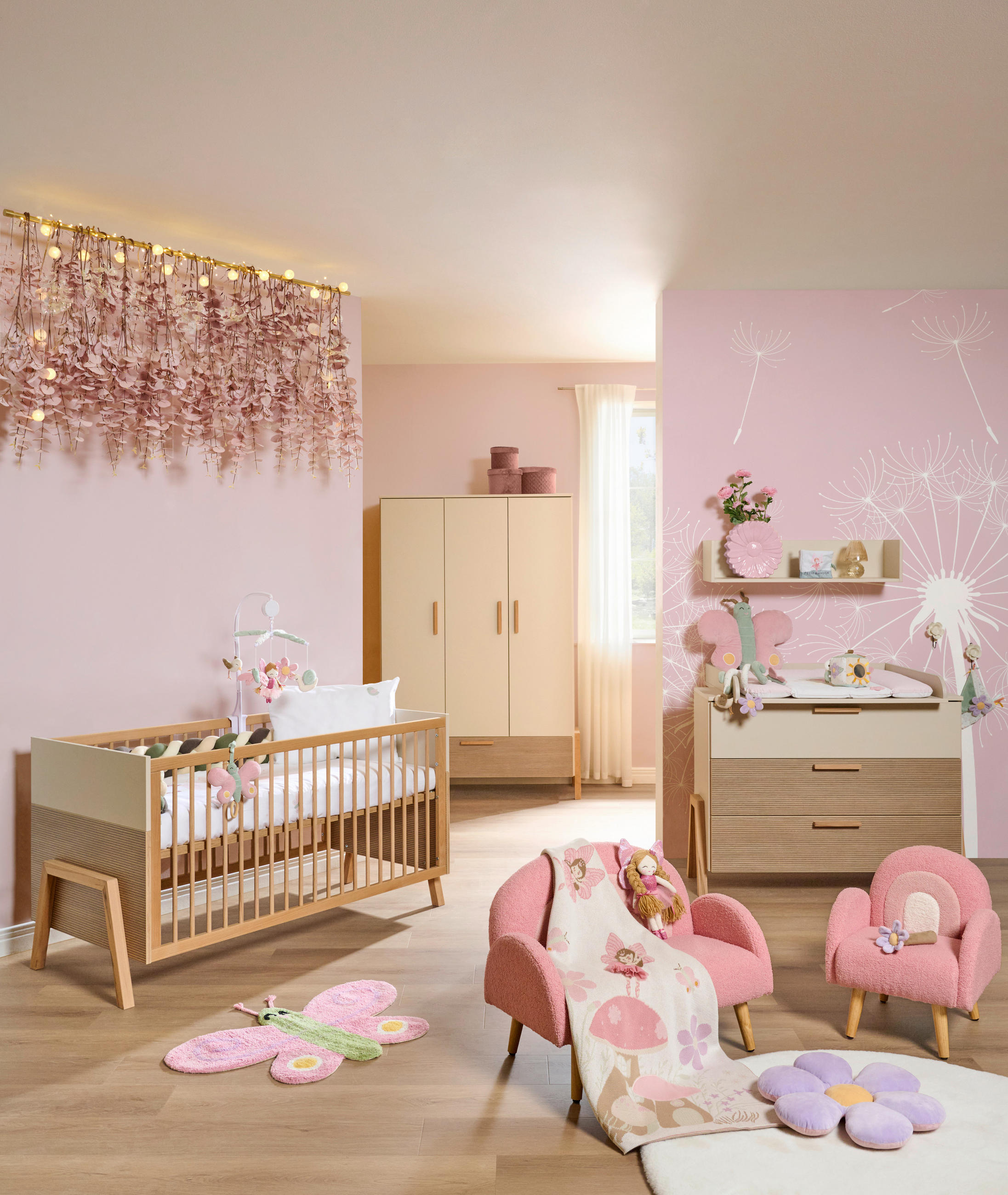 BABYZIMMER Diana  - Grauweiß, Basics, Holzwerkstoff - Jimmylee