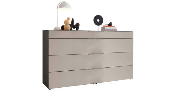 SIDEBOARD Graphitfarben, Grau  - Schieferfarben/Schwarz, Basics, Glas/Holzwerkstoff (160/91,2/43cm) - Dieter Knoll