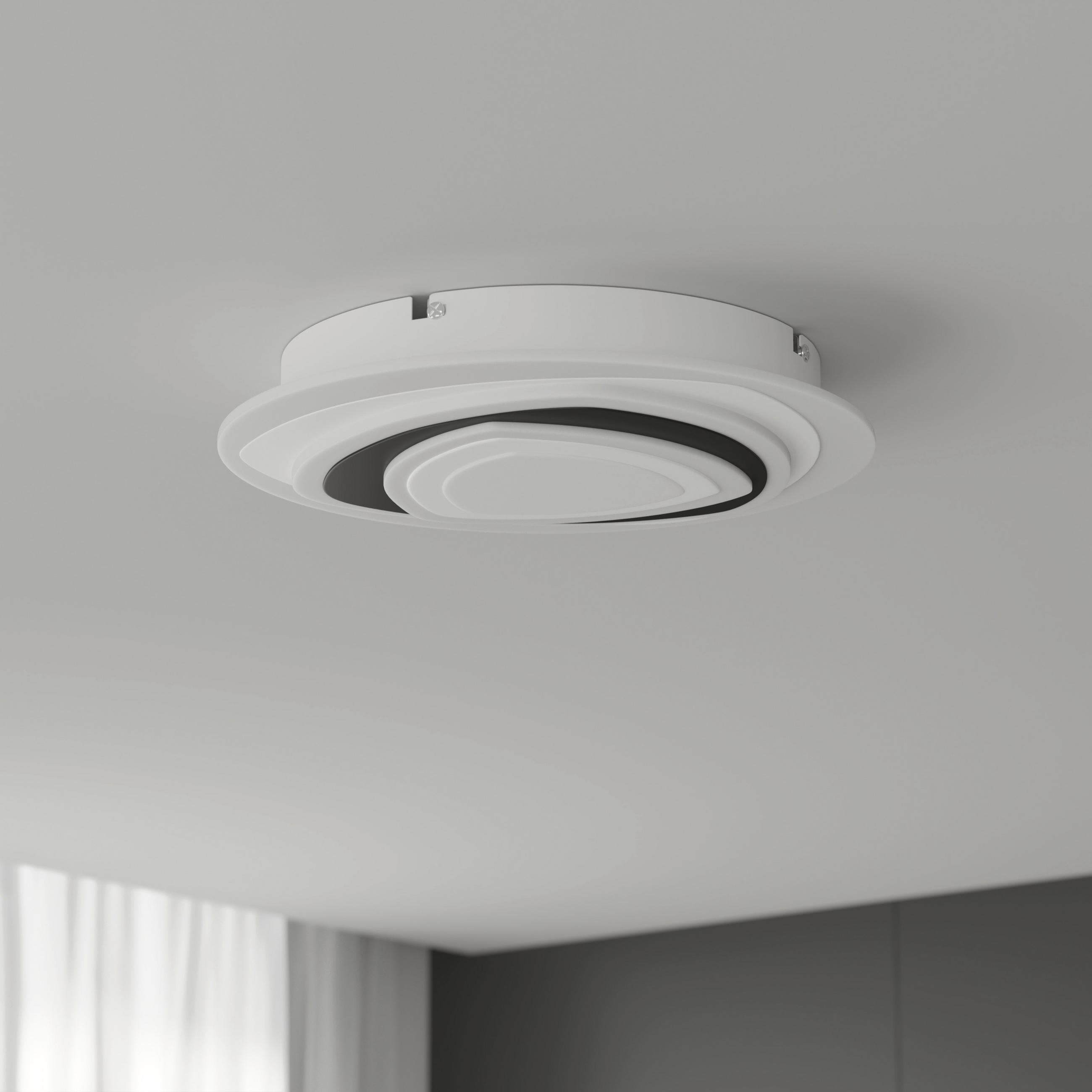 LED-DECKENLEUCHTE Walsall 50/5,5 cm   - Schwarz/Weiß, Design, Kunststoff/Metall (50/5,5cm) - Novel