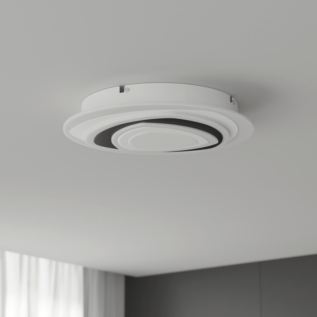 LED-DECKENLEUCHTE 50/5,5 cm   - Schwarz/Weiß, Design, Kunststoff/Metall (50/5,5cm) - Novel