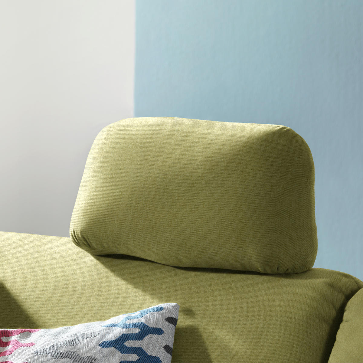 ECKSOFA in Flachgewebe Limette  227/208 cm  - Eichefarben/Limette, KONVENTIONELL, Holz/Textil (227/208cm) - Sedda
