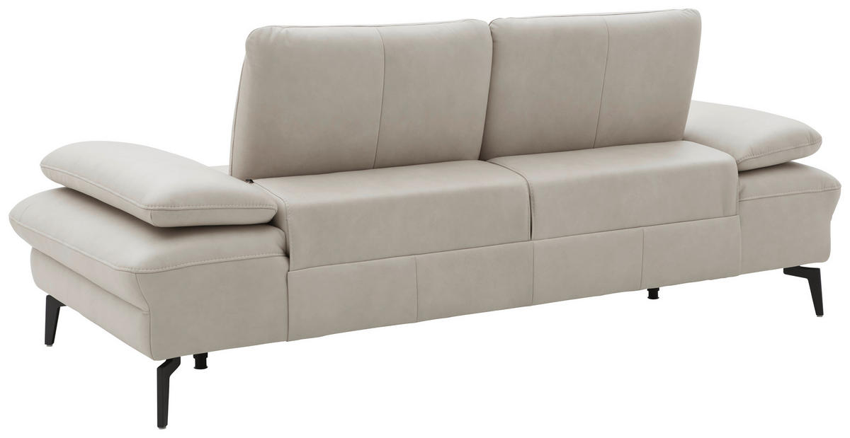 2,5-SITZER in Echtleder Ecru  - Ecru/Schwarz, Design, Leder/Metall (212/86/94cm) - Dieter Knoll