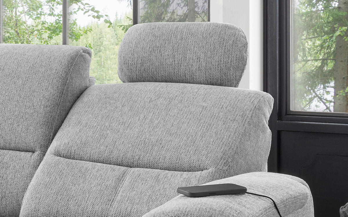 ECKSOFA in Chenille Silberfarben  - Chromfarben/Silberfarben, Modern, Textil/Metall (165/231cm) - Livetastic