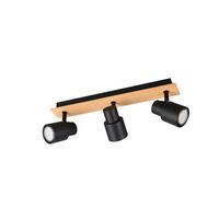 DECKENSTRAHLER - Schwarz/Kieferfarben, Natur, Holz/Metall (46/15/6cm)