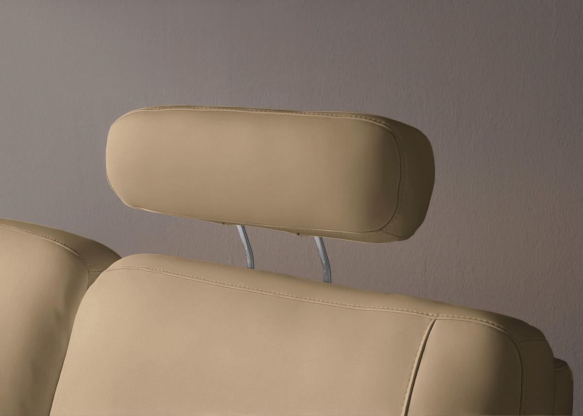 WOHNLANDSCHAFT  in Echtleder Beige  - Beige/Alufarben, KONVENTIONELL, Leder/Metall (239/329/165cm) - Beldomo Premium